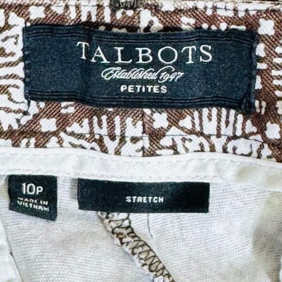 TALBOTS Womens Shorts Brown Geometric Print Stretch Bermuda Cotton Size 10P - Picture 8 of 10